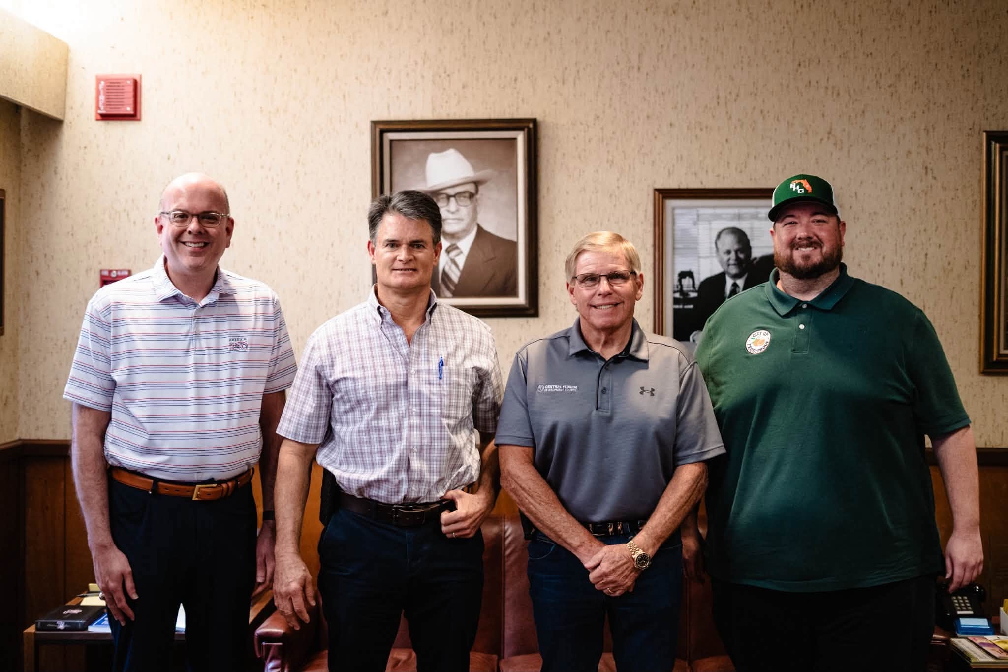 Rick Wilson with Frostproof officials at Ben Hill Griffin Inc.